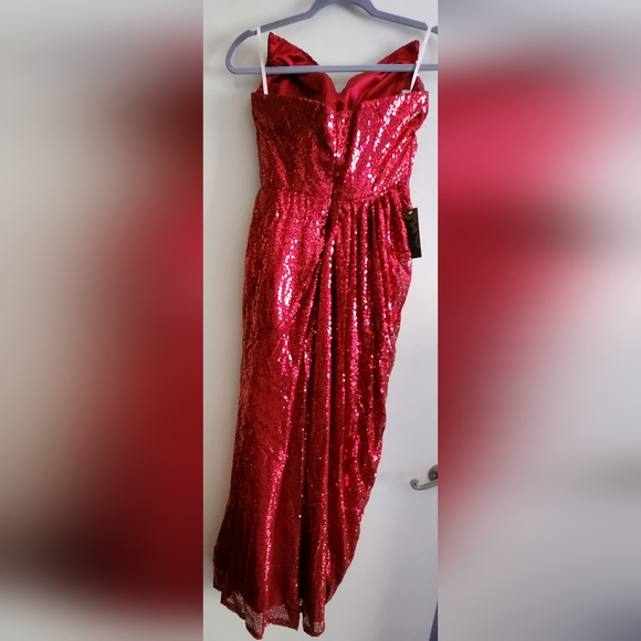 Retro Stage Elegant Red Sequin Gown Jessica Rabbit Style Small - Picture 9 of 13